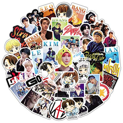 50pcs Stray Kids Stickers, Pop Singer Aesthetic Stickers for Water Bottle Laptop Phone Journal,Gifts for Kid Girl Women Luggage Helmet Skateboard Motorcycle Guitar - color: Stray
