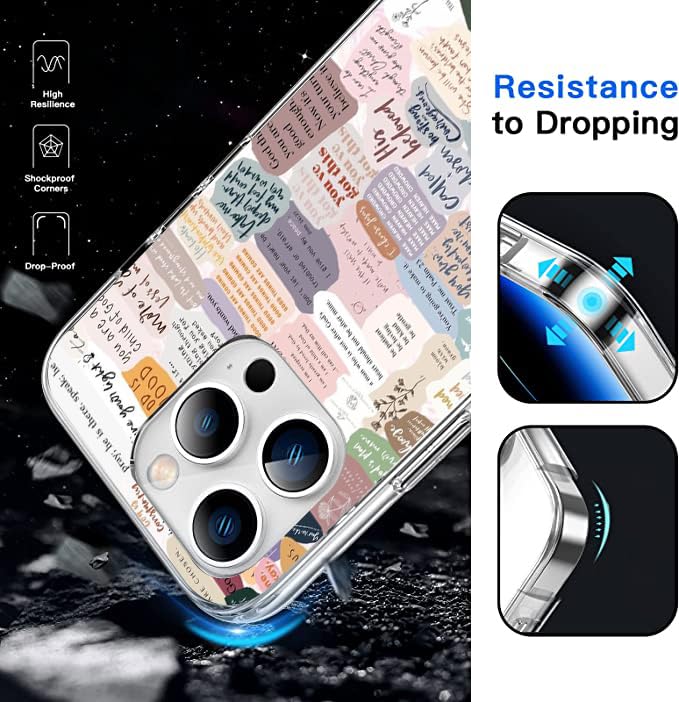 Compatible with iPhone 15 Pro Max Case, Bible Verses Aesthetic Cute Indie Christian Postive Quotes iPhone Case Clear Shockproof Slim Soft TPU Protective Case - color: Pattern-6, size: iPhone 15 Pro Max (6.7 inch)