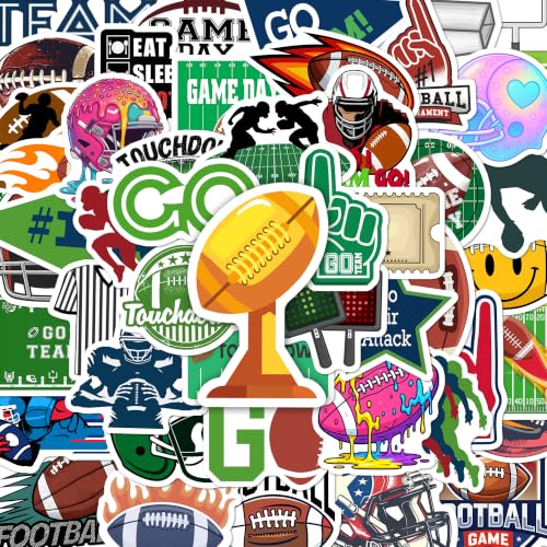 BEATRI Football Stickers 50PCS Waterproof Vinyl Coaches Football Decor - color: American Football Stickers Decal