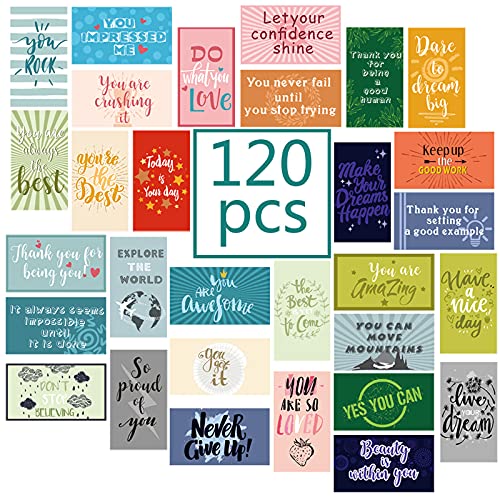 Outus 120 Pcs Motivational Encouragement Inspirational Card Boho Rainbow - style: Bright Style