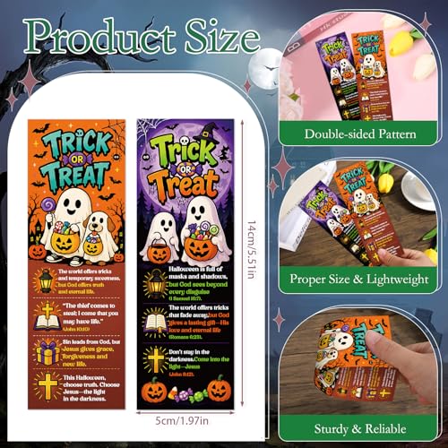 Halloween Bookmarks for Book Lovers - 200 Pcs Spooky Ghost Pumpkins Bookmark Paper Trick or Treat Page Book Markers Gifts for Women Men Office Students Reading Party Rewards Supplies - color: Halloween
