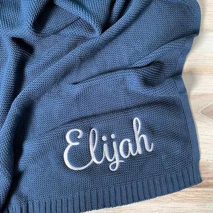 IZI POD Personalized Knit Baby Blanket, Embroidered Name Nursery Blanket, Cotton Knit Stroller Blankets, Gift for Baby, Birthday - Style 7 - color: Custom 2