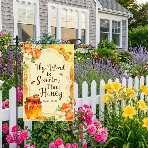 Thy Word Is Sweeter Than Honey 12 x 18 Inch Christian Garden Flag - color: Yellow 2