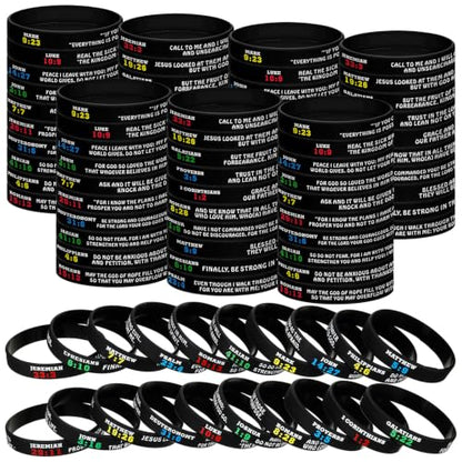 Sinmoe 100 Pcs Bible Verse Bracelets Bulk Religious Silicone Wristbands