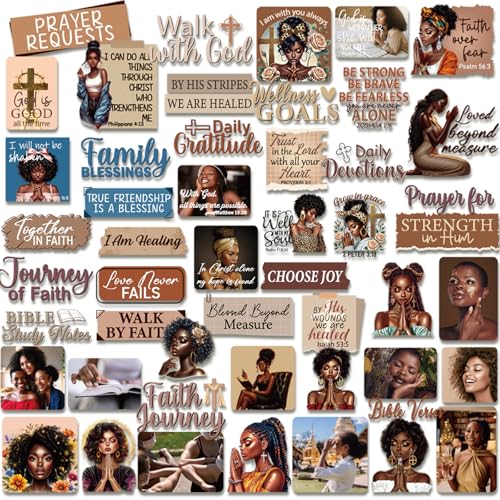 Prayer Board Supplies Kit - 50 Pcs Black Girl Bible Verse Stickers - color: Black Girl