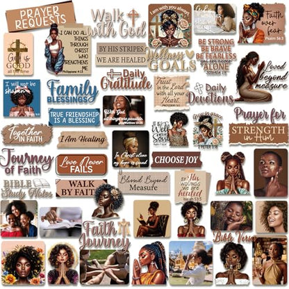 Prayer Board Supplies Kit - 50 Pcs Black Girl Bible Verse Stickers - color: Black Girl