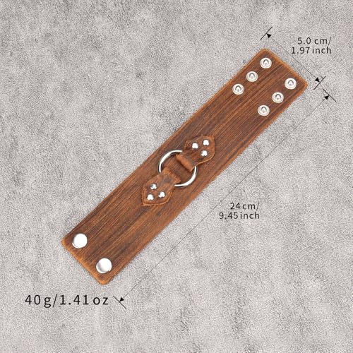 Jeilwiy Punk Rock Gothic Black Rivet Leather Spiked Necklace Collar Neckband Leather Choker Necklace for Women Mom Gifts Adjustable - color: 08 Leather Cuff Bracelet Brown