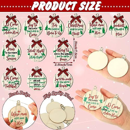 Soaoo 36 Pcs Christmas Nativity Ornaments, Winter Wood Tree Decor, Chic - style: Chic