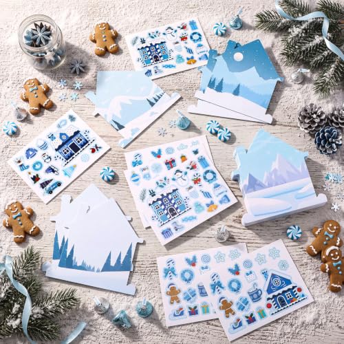 Marspark 24 Set Winter Gingerbread House Stickers, Lollipop Snowflake Tree - style: Winter Gingerbread House
