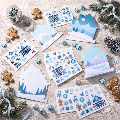 Marspark 24 Set Winter Gingerbread House Stickers, Lollipop Snowflake Tree - style: Winter Gingerbread House