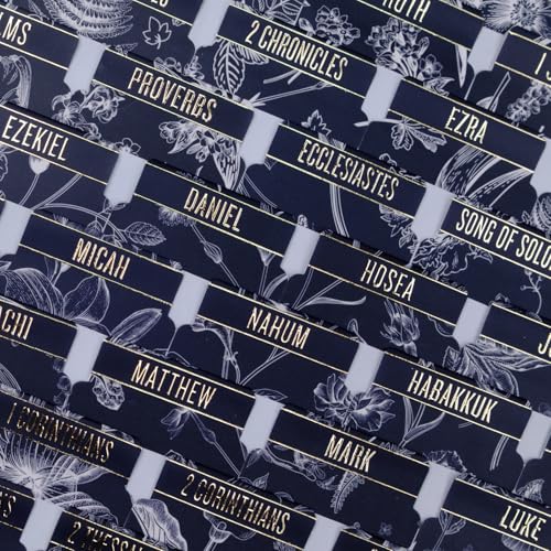 UPAFEXXI-Bible Tabs for Women and Men, 3D Gold Foil Embossed Lettering - color: Navy Blue