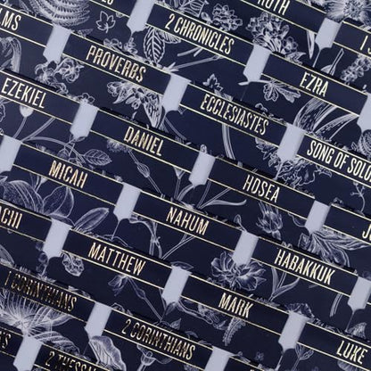 UPAFEXXI-Bible Tabs for Women and Men, 3D Gold Foil Embossed Lettering - color: Navy Blue