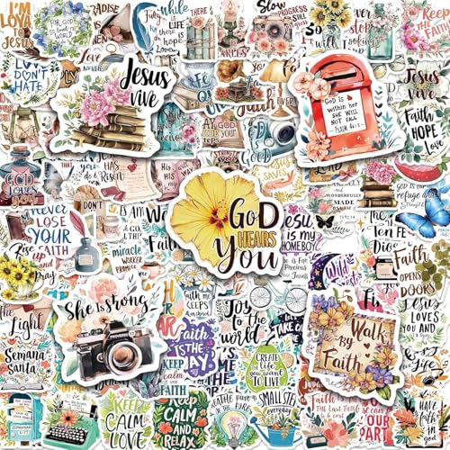 iGetooy 150 PCS Jesus Christian Stickers, Bible Verse Stickers, Cross Wisdom Words Decals Sticker for Water Bottles, Laptops, Journaling, Kids, Women, Men