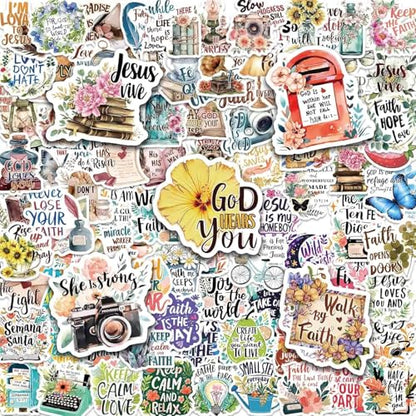 iGetooy 150 PCS Jesus Christian Stickers, Bible Verse Stickers, Cross Wisdom Words Decals Sticker for Water Bottles, Laptops, Journaling, Kids, Women, Men