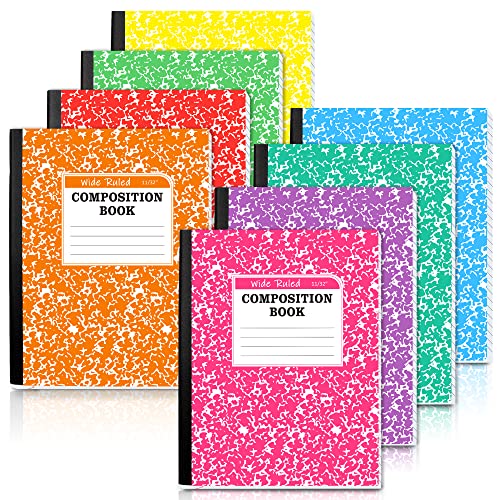 feela Composition Notebook, 8 Pack 8 Pastel Colors Wide Ruled Composition Books Bulk, Marble Cover Notepad Lined Cute Journal Notebooks for School Supplies Notes Taking Writing, 9.75 X 7.5 in - color: 8 Pastel Wide Ruled