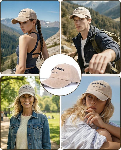 Christian Jesus Hats for Men, Adjustable Denim Cotton Faith Blessed Baseball Cap for Women - color: Khaki-god is Good
