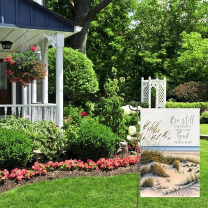 Christian Garden Flag 12x18 Inch Double Sided Be Still and Know Psalm 46:10 Scripture Bible Verse Religious Yard Flag Lawn Garden Porch Decor