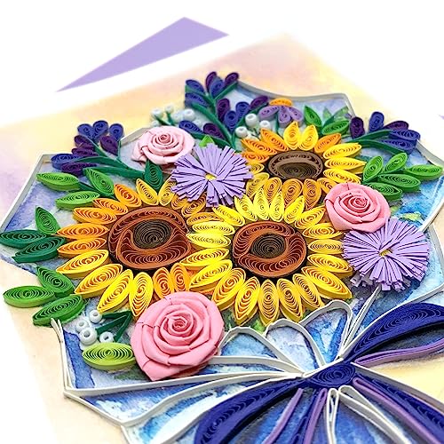 Sympathy Sunflower Quilling Card, 5 x 7 inches, Thank You - color: Fabulous Sunflower