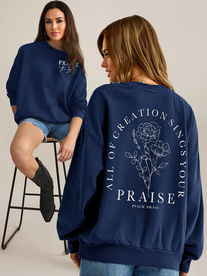 Christian Sweatshirts for Women Jesus Faith Pullover Long Sleeve - color: F-dark Blue, size: Small