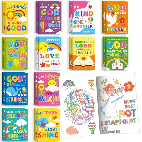 BenLouis 60Pcs Bible Verses Mini Coloring Books Bulk for Kids Party Favors - style: Bible