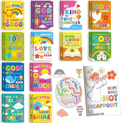 BenLouis 60Pcs Bible Verses Mini Coloring Books Bulk for Kids Party Favors - style: Bible