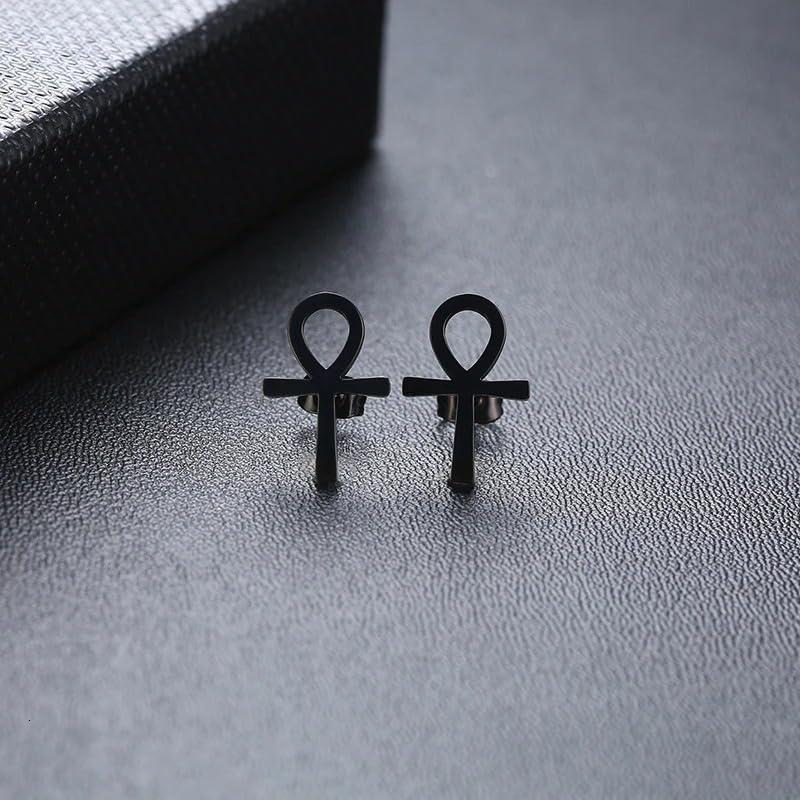 14K Yellow Gold Ankh Earrings For Women Men, The Key Of The Nile Ankh Pendant Symbol Sterling Silver Egyptian Jewelry For Men, Ankh Cross Drop Earrings Women Dangle Earrings Amulet Crucifix Egyptian Earrings For Women, Ankh Necklace Women - color: Ankh Ea