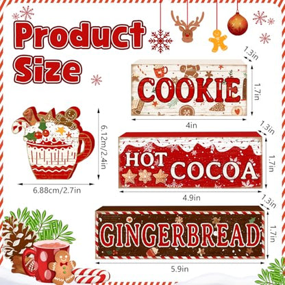 Britimes Tiered Tray Decor Set, 4 Pack, Wooden Sign, Christmas Gingerbread - style: Gingerbread Christmas