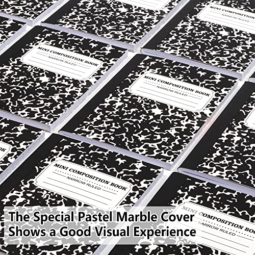 feela 70 Pack Mini Composition Notebook Bulk, Cute Pocket Composition Note Pad, Small Journal Notebooks for Students College School Supplies, 4.5" X 3.25", Narrow Ruled, Black Marble Covers - color: 70 Pack Black