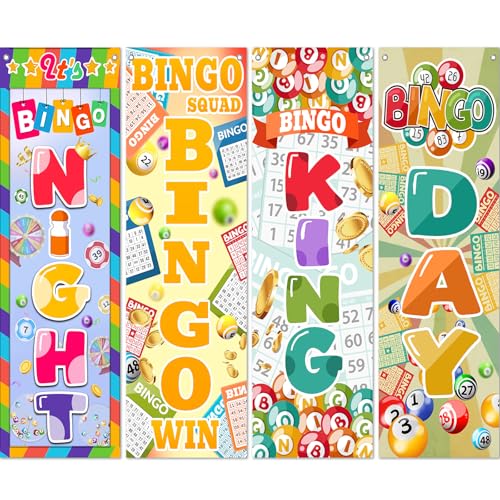 4 Pcs Bingo Night Banner 2 x 6 ft Bingo Birthday Party Decorations - style: Billiards