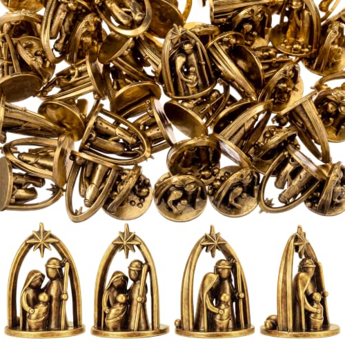 Civaner 50 Pcs Mini Christmas Figurines, Tiny Brass Nativity Scence Set - style: Nativity Scene