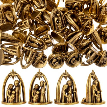 Civaner 50 Pcs Mini Christmas Figurines, Tiny Brass Nativity Scence Set - style: Nativity Scene