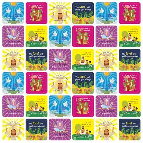 Junkin 480 Pcs Religious Stickers, Jesus Loves You Themed Stickers, Bright - style: Bright
