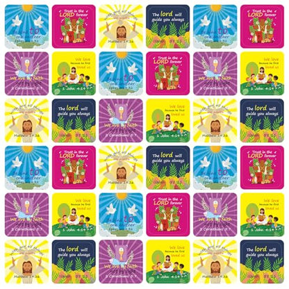 Junkin 480 Pcs Religious Stickers, Jesus Loves You Themed Stickers, Bright - style: Bright