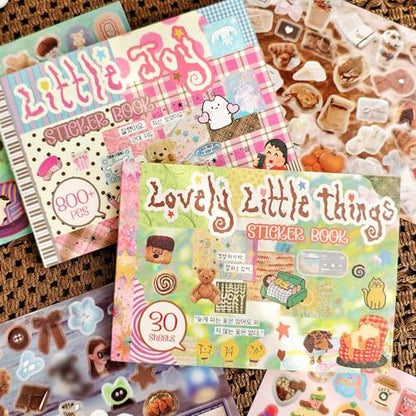 Japanese Kawaii Sticker Book, 30 Sheets, 800 Pieces, INS Style Cute Cartoon Animals, Waterproof for Journaling, Scrapbooking, Planners (2 in 1) - color: Pink Green, style: Art Deco