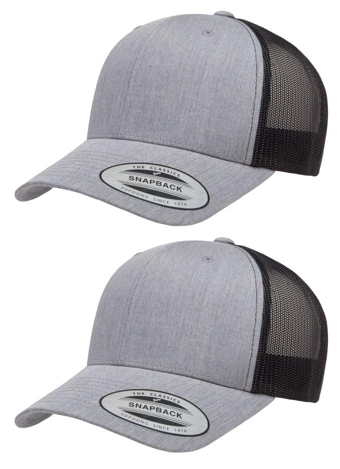 Yupoong Yp Classics Retro Trucker Cap - color: Heather/Black, size: One Size, style: 2 Pack