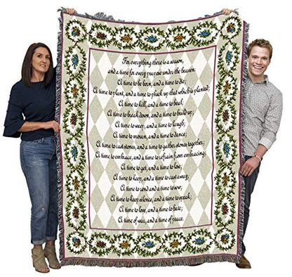 Pure Country Weavers Every Season Blanket - Scriptures Ecclesiastes 3:1-8 - Religious Gift Tapestry Throw Woven from Cotton - Made in the USA (72x54) - color: Ecclesiastes 3:1-8, size: 72" x 54"