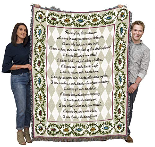 Pure Country Weavers Every Season Blanket - Scriptures Ecclesiastes 3:1-8 - Religious Gift Tapestry Throw Woven from Cotton - Made in the USA (72x54) - color: Ecclesiastes 3:1-8, size: 72" x 54"