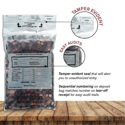 BankSupplies Poly Coin Bags 13 x 22 Tamper Evident Handled Coin Bags 50 Pack - size: 13 x 18 inches