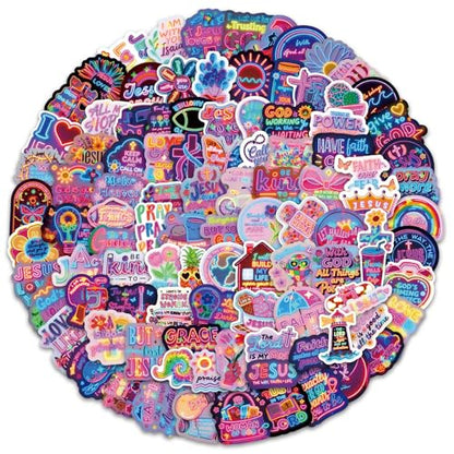 108Pcs Neon Jesus Stickers, Christian Bible Stickers Pack for Teens Adults, Vibrant Religious Vinyl Decals for Water Bottles, Laptops, Journals, Inspirational Faith-Based Christmas Thanksgiving Decor - style: Neno Jesus