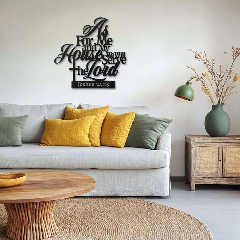 Metal Christian Wall Decor As for me and My House We Will Serve the Lord 16.5 x12.5 Inch Religious Wall Sign Scripture Black Bible Verses Family Wall Art Holy Wall Hanging Decoration for Home Inspirational Jesus Wall Plaque for Kitchen Bathroom Bedroom Ha