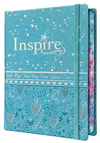 Inspire Bible for Girls NLT (Hardcover LeatherLike, Blue): The Bible for Coloring & Creative Journaling