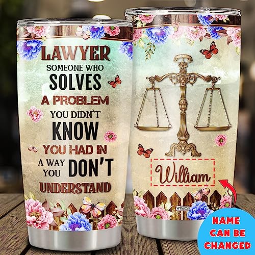 WAZONE Personalized Lawyer Tumbler 20oz 30oz Vintage Style Sunflower Print Law School Student Travel Mug Insulated Cup Funny Sayings Things Gifts For Women Lawyers Litigators Attorney - color: Lawyer