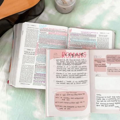Bible Notes Journal - Guided Devotional and Prayer Notebook for Women - SOAP Scripture, Takeaways, Notes - Christian Bible Study Tool and Gift Idea (Pink - Book Bound) - color: Pink - Book Bound