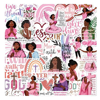 100 Pcs Christian Prayer Board Stickers, Jesus Sticker for Water Bottles Laptop Scrapbook Journaling Planner, Bible Study Vision Board Supplies Christian Easter Gifts - color: Pink Black