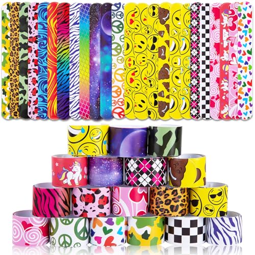 LovesTown Slap Bracelets for Kids, 48 PCS Snap Bracelets Party Favors - style: Kids