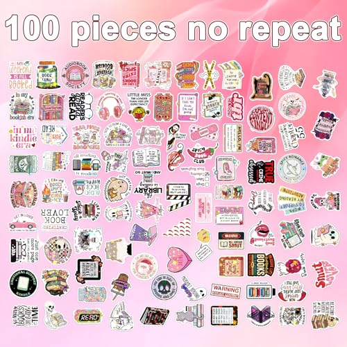 Funny Book Stickers for Adults - 100 Pcs Book Lover Holographic Water Bottle Stickers, Reading Waterproof Scrapbook Decals, Vinyl Sticker for Laptop Phone Journaling Skateboard - style: Funny Book