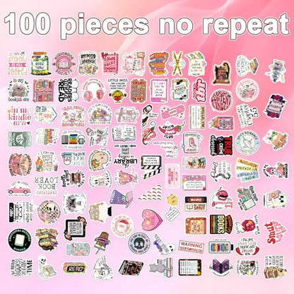 Funny Book Stickers for Adults - 100 Pcs Book Lover Holographic Water Bottle Stickers, Reading Waterproof Scrapbook Decals, Vinyl Sticker for Laptop Phone Journaling Skateboard - style: Funny Book