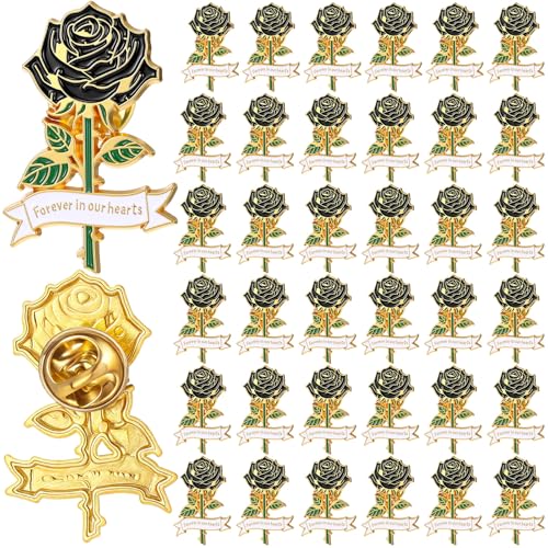 Misdary Funeral Favors Guest Memorial Rose Pin - color: Black