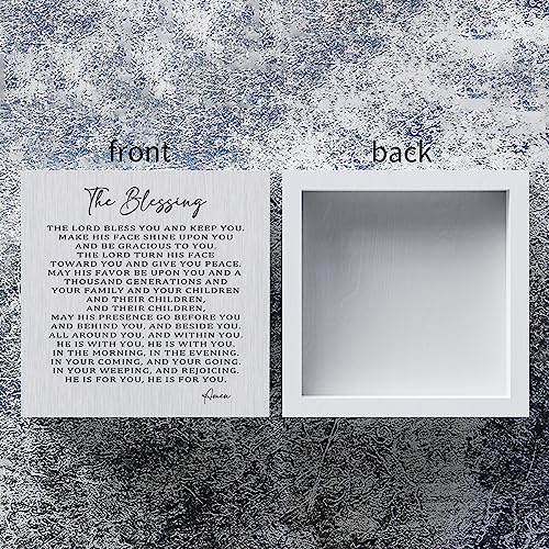 the Blessing Wooden Box Sign Decorative Christian Song Lyrics Scripture Art Wood Box Sign Home Decor Rustic Square Desk Decor Sign for Shelf 5 x 5 Inches