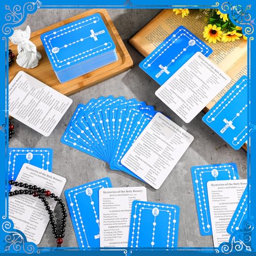 Motiskyy 100 Pcs Rosary Prayer Cards How to Pray Catholic Bulk 4.53"x 3.15"